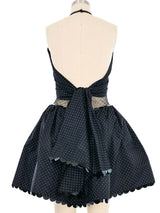 1980s Geoffrey Beene Polka Dot Mesh Midriff Mini Dress Dress arcadeshops.com
