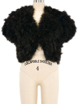 Black Marabou Cropped Cap Sleeve Jacket Jacket arcadeshops.com
