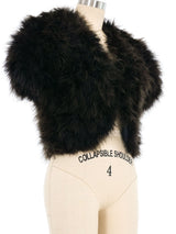 Black Marabou Cropped Cap Sleeve Jacket Jacket arcadeshops.com