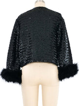 Fur Trimmed Cropped Sequin Jacket Jacket arcadeshops.com