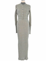 Ozbek Metallic Knit Maxi Dress Ensemble Suit arcadeshops.com