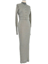 Ozbek Metallic Knit Maxi Dress Ensemble Suit arcadeshops.com