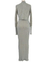 Ozbek Metallic Knit Maxi Dress Ensemble Suit arcadeshops.com
