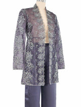 Mary McFadden Gray Metallic Lace Jacket Ensemble Suit arcadeshops.com