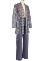 Mary McFadden Gray Metallic Lace Jacket Ensemble Suit arcadeshops.com