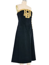 Mary McFadden Strapless Quilted Metallic Trim Dress Dress arcadeshops.com