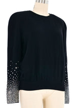 Valentino Crystal Sleeve Sweater Top arcadeshops.com