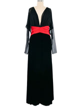 Oscar de la Renta Velvet And Chiffon Gown Dress arcadeshops.com
