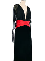 Oscar de la Renta Velvet And Chiffon Gown Dress arcadeshops.com