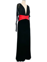 Oscar de la Renta Velvet And Chiffon Gown Dress arcadeshops.com