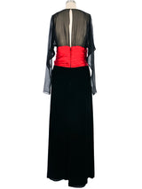 Oscar de la Renta Velvet And Chiffon Gown Dress arcadeshops.com