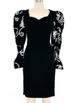 1980s Sequin Puff Sleeve Velvet Dress Dress arcadeshops.com