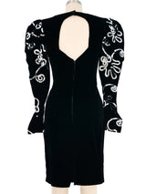 1980s Sequin Puff Sleeve Velvet Dress Dress arcadeshops.com