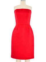 Victor Costa Red Quilted Strapless Cocktail Dress Dress arcadeshops.com