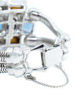 Blue Jewel Snake Chain Cuff Bracelet Accessory arcadeshops.com