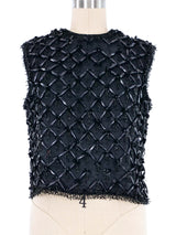 1960s Black Beaded Silk Top Top arcadeshops.com