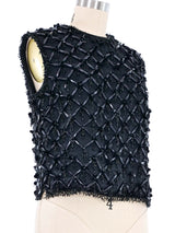 1960s Black Beaded Silk Top Top arcadeshops.com