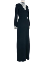 1960s Adolfo Beaded Knit Gown Dress arcadeshops.com