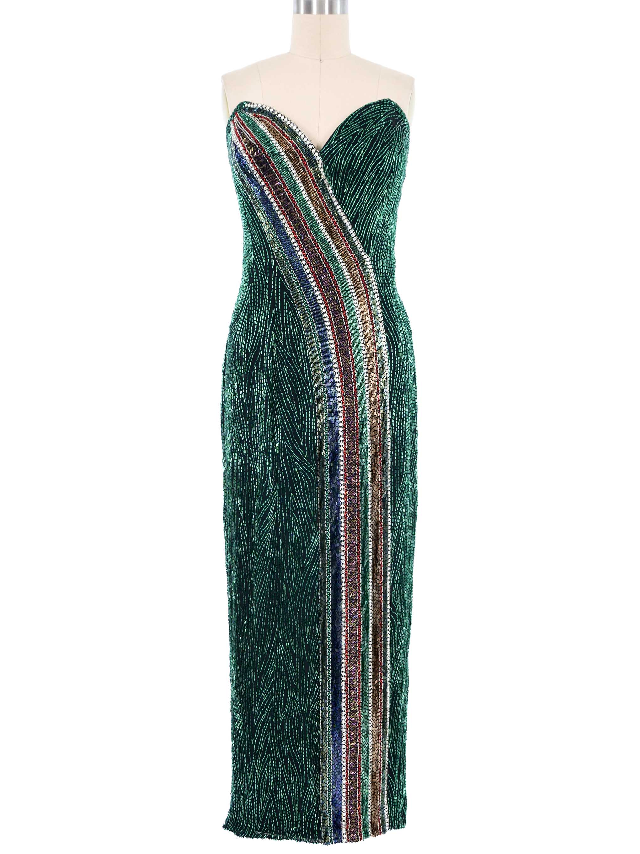 bob mackie evening dresses Vintage Bob Mackie Strapless Iridescent Gown – Recess main image 1