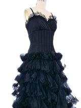 Oscar de la Renta Ruffled Lace Gown Dress arcadeshops.com
