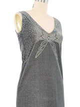 Geoffrey Beene Silver Lame Rhinestone Studded Mini Dress Dress arcadeshops.com