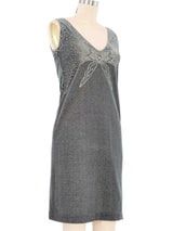 Geoffrey Beene Silver Lame Rhinestone Studded Mini Dress Dress arcadeshops.com