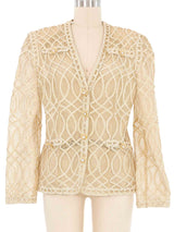 Champagne Embroidered Net Jacket Jacket arcadeshops.com