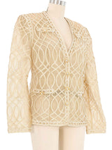Champagne Embroidered Net Jacket Jacket arcadeshops.com