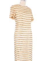Ivory Striped Sequin Crochet Maxi Dress Dress arcadeshops.com