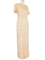 Ivory Striped Sequin Crochet Maxi Dress Dress arcadeshops.com