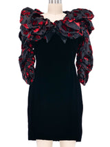 Andrea Odicini Velvet Burnout Puff Sleeve Cocktail Dress Dress arcadeshops.com