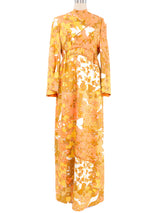 Travilla Metallic Floral Sateen Gown Dress arcadeshops.com