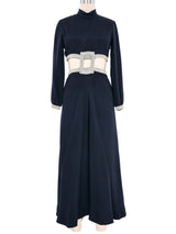 Travilla Rhinestone Accented Cutout Jersey Jumpsuit Jumpsuit arcadeshops.com