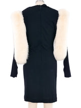 Travilla Fox Fur Trimmed Jersey Dress Dress arcadeshops.com