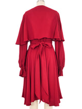 Ossie Clark Burgundy Flutter Crepe Dress Dress arcadeshops.com