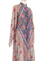 Adini Multicolor Floral Indian Block Printed Caftan Dress arcadeshops.com