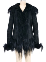 Carolina Herrera Goat Fur Trimmed Shearling Jacket Outerwear arcadeshops.com