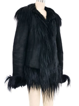 Carolina Herrera Goat Fur Trimmed Shearling Jacket Outerwear arcadeshops.com