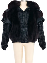 1980s Overdyed Fur Trimmed Suede Bomber Jacket Outerwear arcadeshops.com