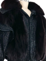 1980s Overdyed Fur Trimmed Suede Bomber Jacket Outerwear arcadeshops.com
