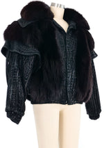 1980s Overdyed Fur Trimmed Suede Bomber Jacket Outerwear arcadeshops.com