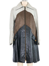 1970s Colorblock Leather Trench Coat Outerwear arcadeshops.com