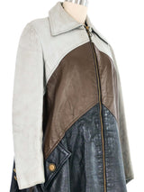 1970s Colorblock Leather Trench Coat Outerwear arcadeshops.com