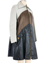 1970s Colorblock Leather Trench Coat Outerwear arcadeshops.com