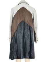 1970s Colorblock Leather Trench Coat Outerwear arcadeshops.com