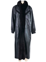 Nina Ricci Fur Trimmed Leather Overcoat Outerwear arcadeshops.com