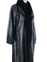 Nina Ricci Fur Trimmed Leather Overcoat Outerwear arcadeshops.com