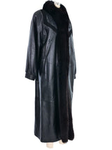 Nina Ricci Fur Trimmed Leather Overcoat Outerwear arcadeshops.com