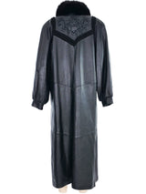 Nina Ricci Fur Trimmed Leather Overcoat Outerwear arcadeshops.com