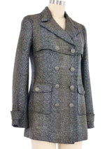 2007 Chanel Sheriff Button Tweed Peacoat Outerwear arcadeshops.com